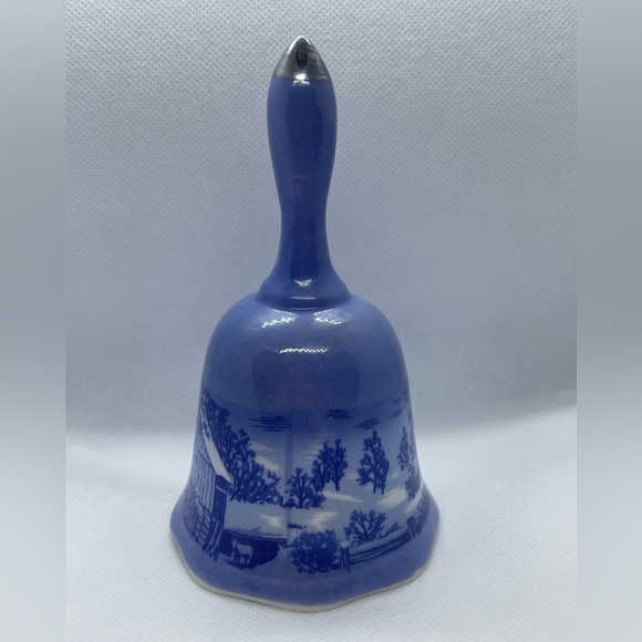 Vintage "A Home in the Desert" by Currier and Ives Blue Ceramic Bell - Picture 1 of 17